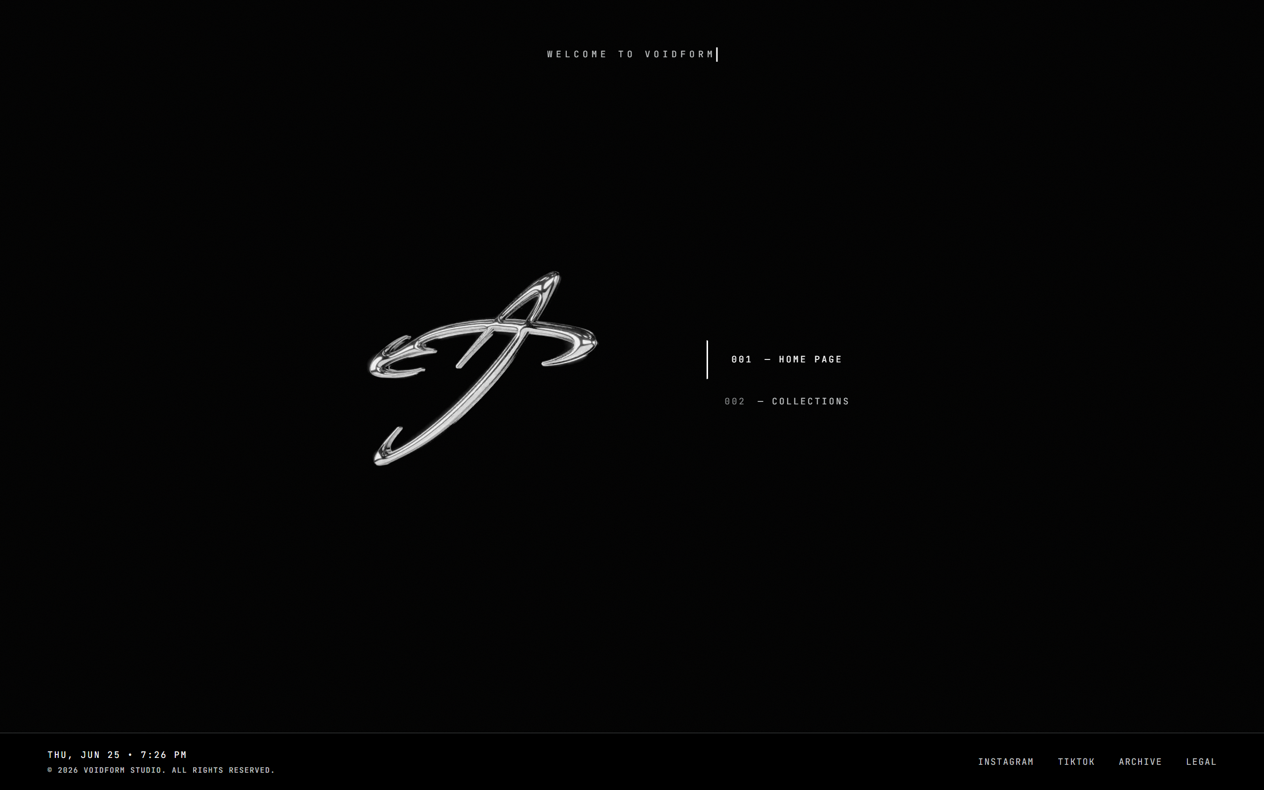 VOIDFORM storefront — homepage